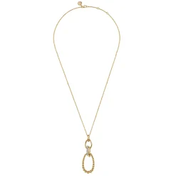 Clearance Gabriel & Co. Bujukan Link - 14K Yellow Gold Bujukan Diamond Link Pendant Necklace