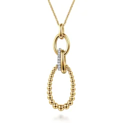 Clearance Gabriel & Co. Bujukan Link - 14K Yellow Gold Bujukan Diamond Link Pendant Necklace