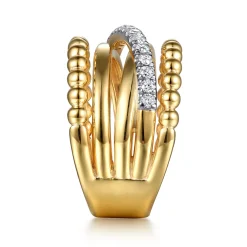 Gabriel & Co. Bujukan Link - 14K Yellow Gold Bujukan Diamond Wide Band Ring