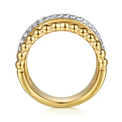 Gabriel & Co. Bujukan Link - 14K Yellow Gold Bujukan Diamond Wide Band Ring
