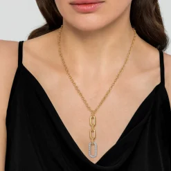 Clearance Gabriel & Co. Bujukan Link - 14K Yellow Gold Bujukan and Diamond Link Pendant Drop Necklace