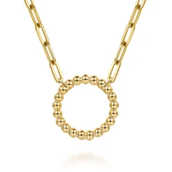 Hot Gabriel & Co. Bujukan Link - 14K Yellow Gold Chain Necklace with Bujukan Circle