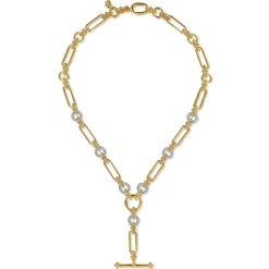 Sale Gabriel & Co. Bujukan Link - 14K Yellow Gold Hollow Tube Link Bujukan and Diamond Y Necklace