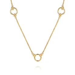 Sale Gabriel & Co. Bujukan Link - 14K Yellow Plain Gold Bujukan Clover Link Chain Station Necklace