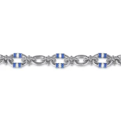 Outlet Gabriel & Co. Bujukan Link - 925 Sterling Silver Bujukan Link Chain Bracelet with White and Periwinkle Blue Enamel