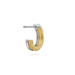 Sale Gabriel & Co. Bujukan Pave - J Hoop Earrings 14K White and Yellow Gold Diamond 0.35ct Bujukan