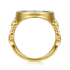 Clearance Gabriel & Co. Bujukan Pave - 14K White Yellow Gold Bujukan and Diamond Signet Ring