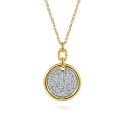 Discount Gabriel & Co. Bujukan Pave - 14K White Yellow Gold Bujukan and Diamond Pendant Necklace