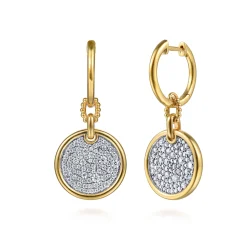 Outlet Gabriel & Co. Bujukan Pave - 14K White Yellow Gold Bujukan and Diamond Huggie Drop Earrings