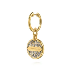 Outlet Gabriel & Co. Bujukan Pave - 14K White Yellow Gold Bujukan and Diamond Huggie Drop Earrings