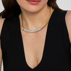 Best Gabriel & Co. Bujukan Pave - 14K White Yellow Gold Bujukan Diamond Bar Necklace