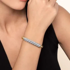 Discount Gabriel & Co. Bujukan Pave - 14K White Yellow Gold Bujukan Diamond Twist Spit Bangle Bracelet