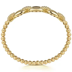 Online Gabriel & Co. Bujukan Pave - 14K Yellow Gold Bujukan and Cushion Link Chain Bangle Bracelet