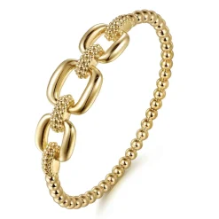Online Gabriel & Co. Bujukan Pave - 14K Yellow Gold Bujukan and Cushion Link Chain Bangle Bracelet