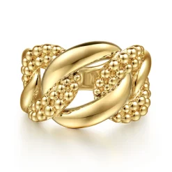Clearance Gabriel & Co. Bujukan Pave - 14K Yellow Gold Bujukan Link Ring