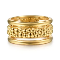 Gabriel & Co. Bujukan Pave - 14K Yellow Gold Pave Bujukan Wide Band Ring