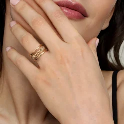 Gabriel & Co. Bujukan Pave - 14K Yellow Gold Pave Bujukan Wide Band Ring
