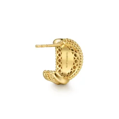 Gabriel & Co. Bujukan Pave - 14K Yellow Plain Gold Bujukan Wrap J Hoop Stud Earrings