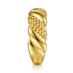 New Gabriel & Co. Bujukan Pave - 14K Yellow Plain Gold Bujukan Twisted Ring