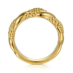 New Gabriel & Co. Bujukan Pave - 14K Yellow Plain Gold Bujukan Twisted Ring