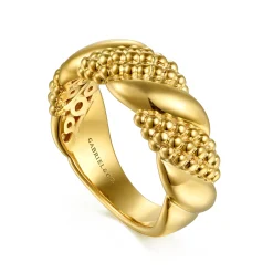 New Gabriel & Co. Bujukan Pave - 14K Yellow Plain Gold Bujukan Twisted Ring