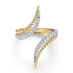 Sale Gabriel & Co. Bujukan Punk - 14K White Yellow Gold Bujukan and Diamond Double Row Bypass Ring
