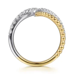 Sale Gabriel & Co. Bujukan Punk - 14K White Yellow Gold Bujukan and Diamond Double Row Bypass Ring