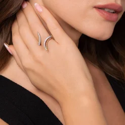 Sale Gabriel & Co. Bujukan Punk - 14K White Yellow Gold Bujukan and Diamond Double Row Bypass Ring