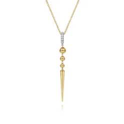 Outlet Gabriel & Co. Bujukan Punk - 14K White Yellow Gold Bujukan Bullet and Diamond Drop Necklace