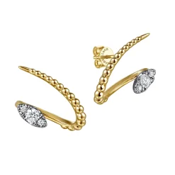 New Gabriel & Co. Bujukan Punk - 14K White Yellow Gold Bujukan Diamond Stud Earrings