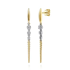 Clearance Gabriel & Co. Bujukan Punk - 14K White Yellow Gold Bujukan and Diamond Stud Drop Earrings