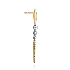 Clearance Gabriel & Co. Bujukan Punk - 14K White Yellow Gold Bujukan and Diamond Stud Drop Earrings