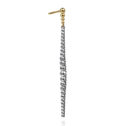 Best Gabriel & Co. Bujukan Punk - 14K White Yellow Gold Bujukan Diamond Stud Drop Earrings