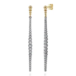Best Gabriel & Co. Bujukan Punk - 14K White Yellow Gold Bujukan Diamond Stud Drop Earrings