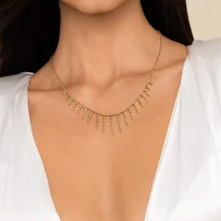 Gabriel & Co. Bujukan Punk - 14K Yellow Gold Bead Chain and Bujukan Spike Droplet Necklace