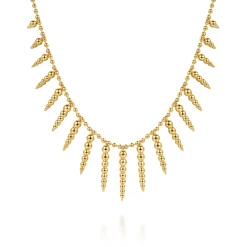 Gabriel & Co. Bujukan Punk - 14K Yellow Gold Bead Chain and Bujukan Spike Droplet Necklace