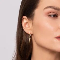 Online Gabriel & Co. Bujukan Punk - 14K Yellow Gold Bujukan Link and Diamond Bullet Stud Drop Earrings