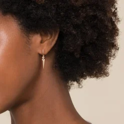 Sale Gabriel & Co. Bujukan Punk - 14K Yellow Gold Bujukan Clover and Triangle Pyramid Leverback Drop Earrings