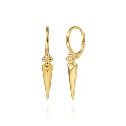 Sale Gabriel & Co. Bujukan Punk - 14K Yellow Gold Bujukan Clover and Triangle Pyramid Leverback Drop Earrings