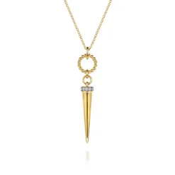 Outlet Gabriel & Co. Bujukan Punk - 14K Yellow Gold Bujukan Link and Diamond Bullet Drop Necklace