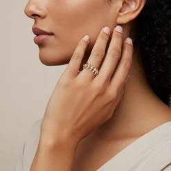 Clearance Gabriel & Co. Bujukan Punk - 14K Yellow Gold Bujukan and Diamond Bullet Stackable Ring