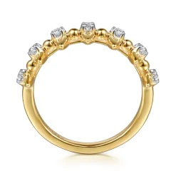 Clearance Gabriel & Co. Bujukan Punk - 14K Yellow Gold Bujukan and Diamond Bullet Stackable Ring