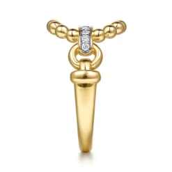 Best Gabriel & Co. Bujukan Punk - 14K Yellow Gold Bujukan and Diamond Link Ring