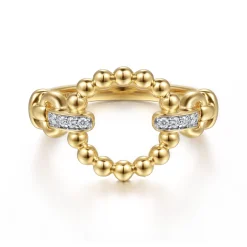 Best Gabriel & Co. Bujukan Punk - 14K Yellow Gold Bujukan and Diamond Link Ring
