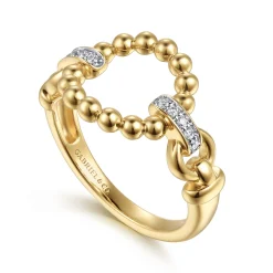 Best Gabriel & Co. Bujukan Punk - 14K Yellow Gold Bujukan and Diamond Link Ring