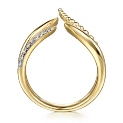 Clearance Gabriel & Co. Bujukan Punk - 14K Yellow Gold Bujukan and Diamond Double Row Chevron Spike Ring