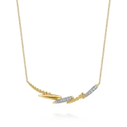 New Gabriel & Co. Bujukan Punk - 14K Yellow Gold Bujukan and Diamond Bar Necklace