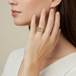 Clearance Gabriel & Co. Bujukan Punk - 14K Yellow Gold Bujukan Link and Bullet Wide Band Ring