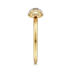 New Gabriel & Co. Bujukan Punk - 14K Yellow Gold Bujukan and Diamond Bullet Fashion Ring