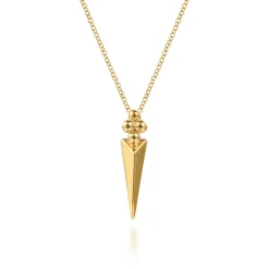 New Gabriel & Co. Bujukan Punk - 14K Yellow Gold Bujukan Clover and Triangle Pyramid Pendant Necklace